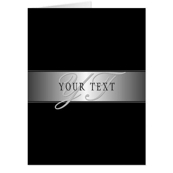Elegant Editable Monogram Script Writing | Black Card