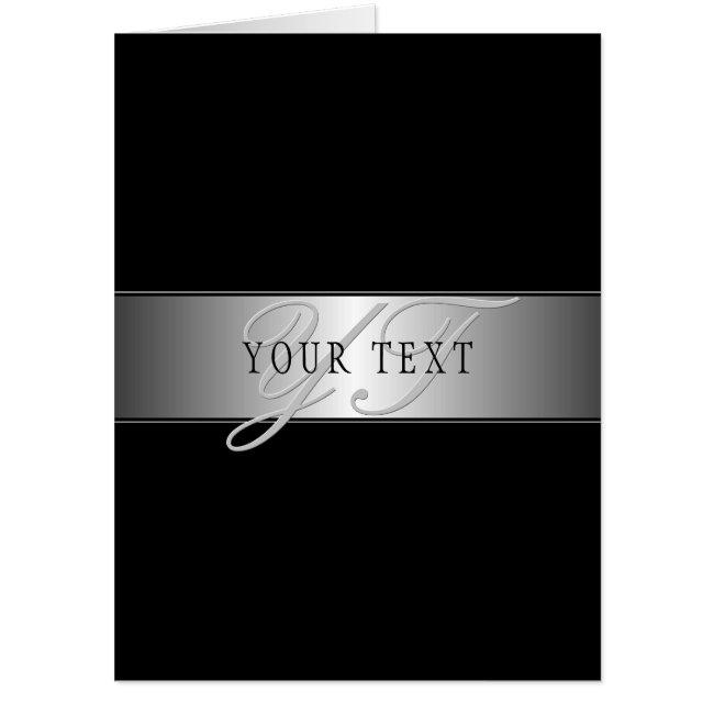 Elegant Editable Monogram Script Writing | Black Card