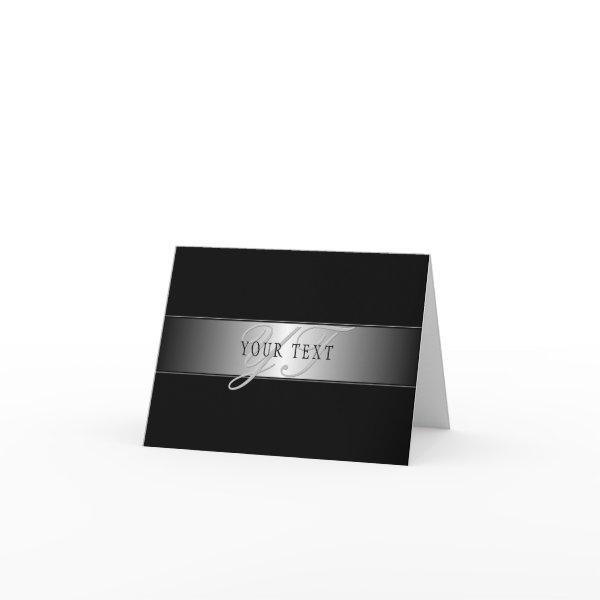 Elegant Editable Monogram Script Writing | Black Card