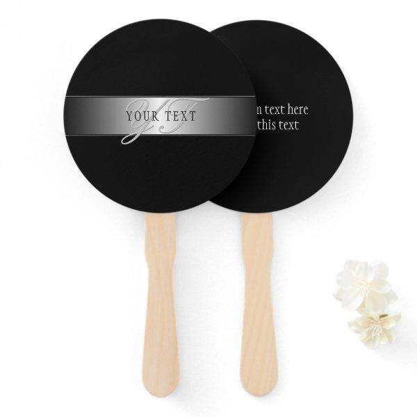 Elegant Editable Monogram Script Writing | Black Hand Fan