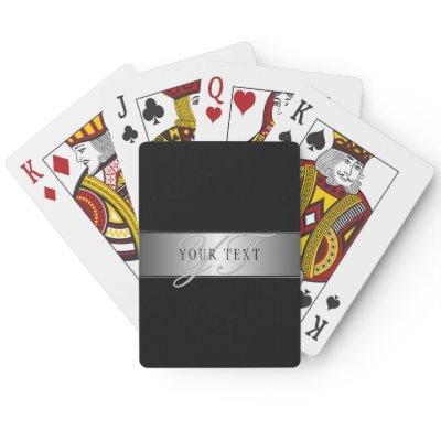 Elegant Editable Monogram Script Writing | Black Poker Cards