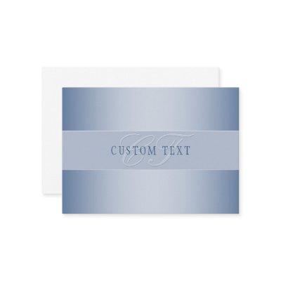Elegant Editable Monogram Script Writing | Blue Note Card