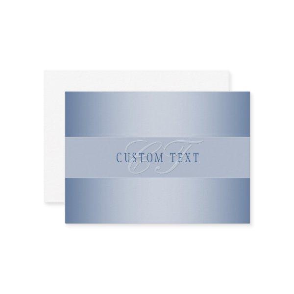 Elegant Editable Monogram Script Writing | Blue Note Card