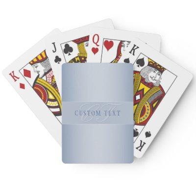 Elegant Editable Monogram Script Writing | Blue Poker Cards