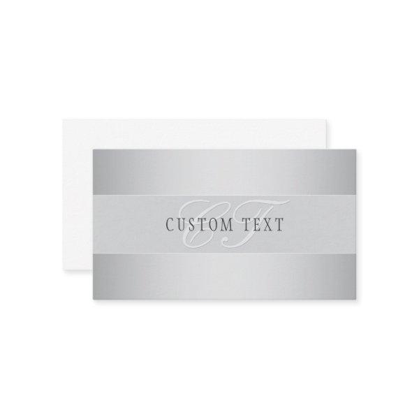 Elegant Editable Monogram Script Writing | Grey Enclosure Card