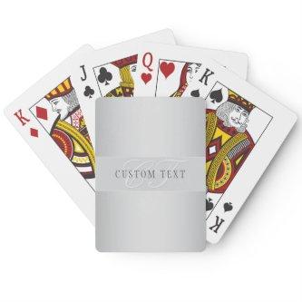 Elegant Editable Monogram Script Writing | Grey Poker Cards