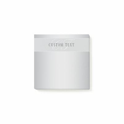 Elegant Editable Monogram Script Writing | Grey Post-it Notes
