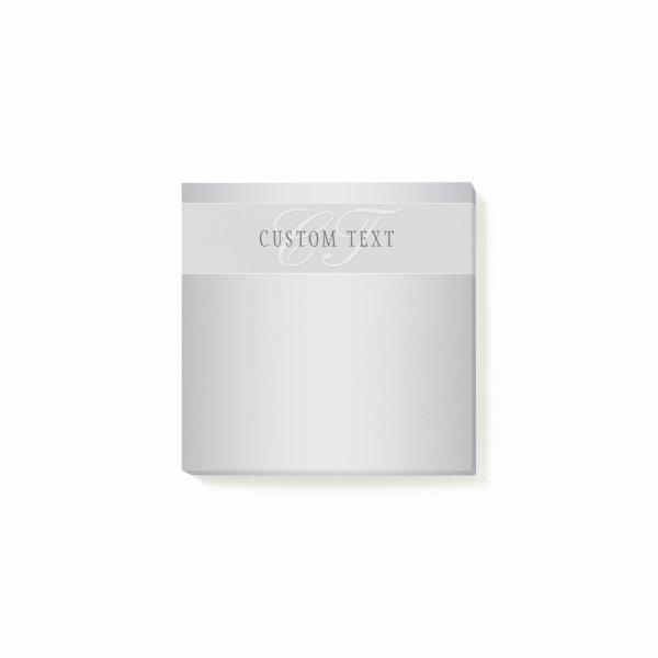 Elegant Editable Monogram Script Writing | Grey Post-it Notes