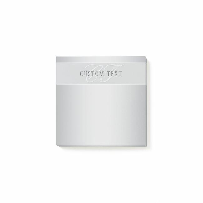 Elegant Editable Monogram Script Writing | Grey Post-it Notes
