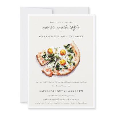 Elegant Egg Basil Pizza Café Grand Opening Invite