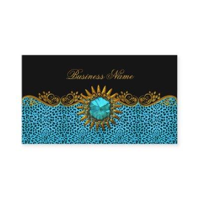 Elegant Elite Classy Teal Blue Black Gold Leopard