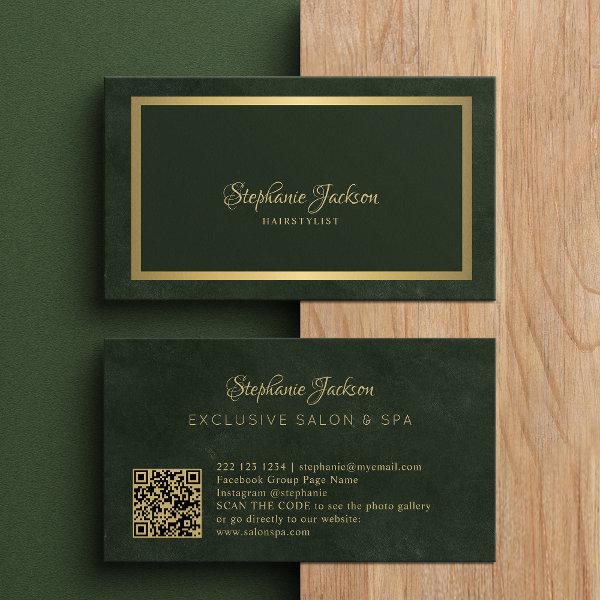 Elegant emerald green and gold QR code luxury