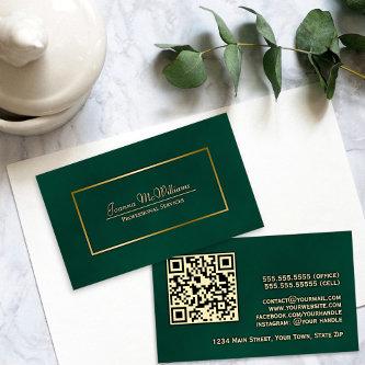 Elegant Emerald Green & Gold Professional QR Code