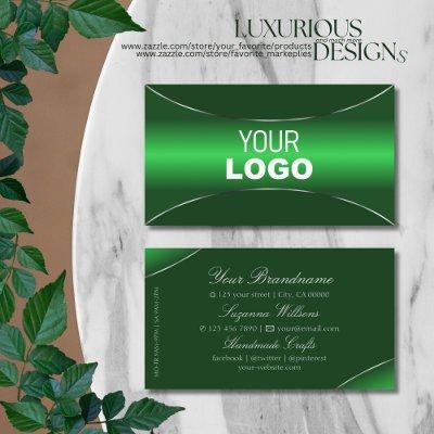 Elegant Emerald Green with Silver Border and Logo