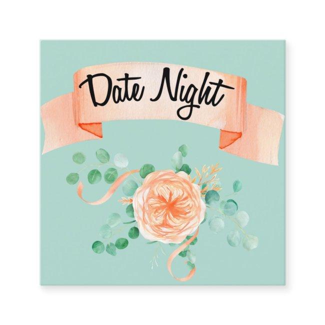 Elegant Eucalyptus Green Peach Date Night Card