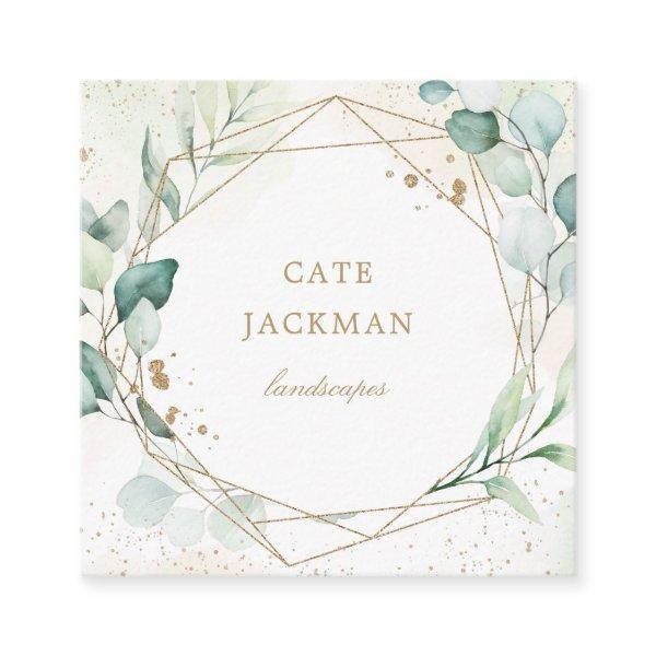 Elegant Eucalyptus Greenery Gold Geometric Rustic Square