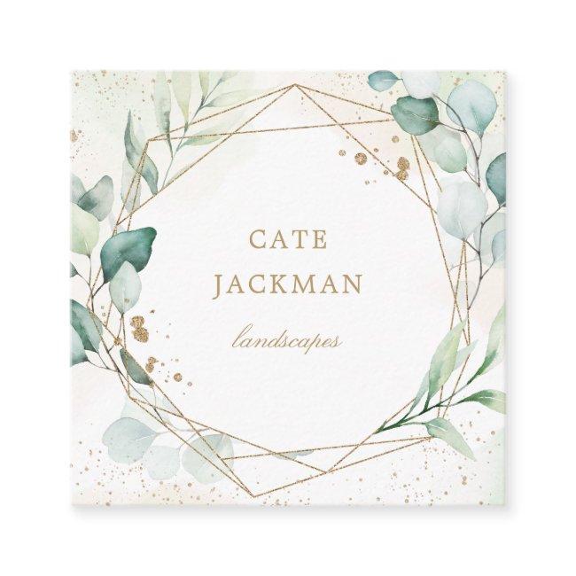 Elegant Eucalyptus Greenery Gold Geometric Rustic Square