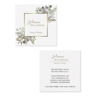 Elegant Eucalyptus & Pine Sage Green & Gold Square