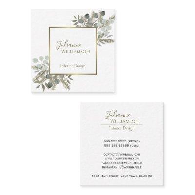 Elegant Eucalyptus & Pine Sage Green & Gold Square