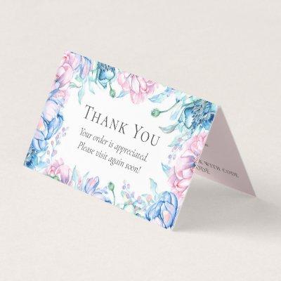 Elegant Farmhouse Watercolor Floral Thank You Card