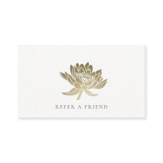 ELEGANT FAUX FOIL GOLD LOTUS FLORAL REFER A FRIEND