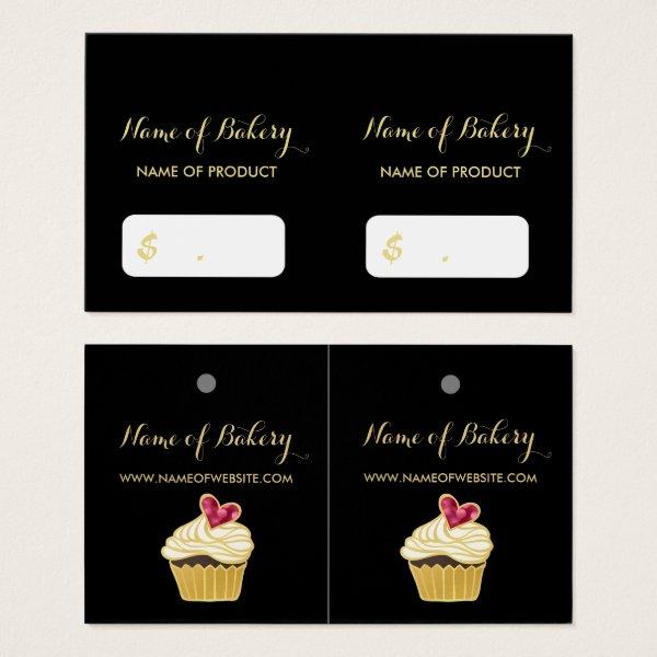 Elegant FAUX Gold Cupcakery Pink Heart Hang Tags
