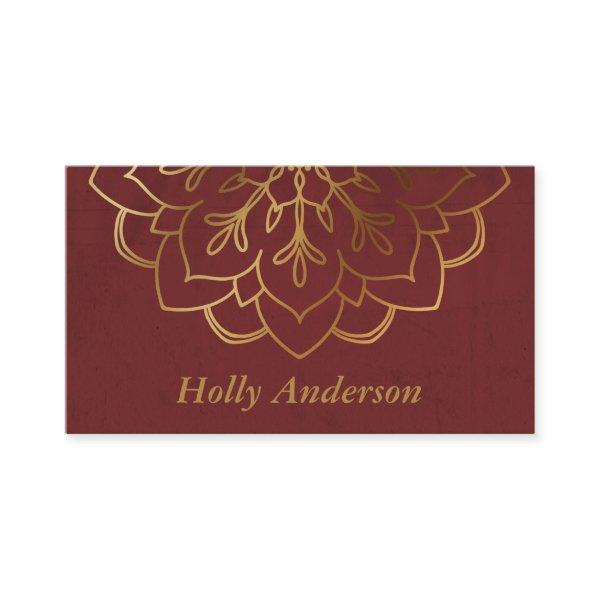 Elegant Faux Gold Foil Mandala w/ Texture & Maroon