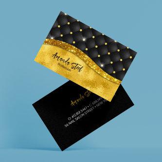 Elegant faux Gold glitter black diamond monogram