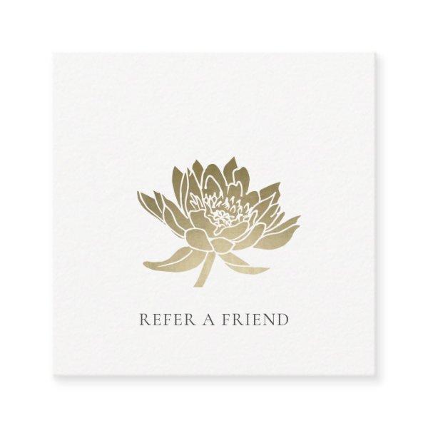 ELEGANT FAUX GOLD LOTUS FLORAL REFER A FRIEND SQUARE