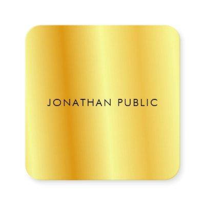 Elegant Faux Gold Metallic Look Modern Template Square