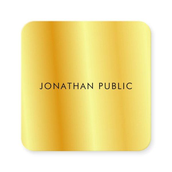 Elegant Faux Gold Metallic Look Modern Template Square