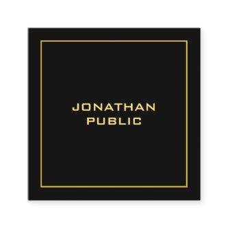 Elegant Faux Gold Modern Personalized Black Square