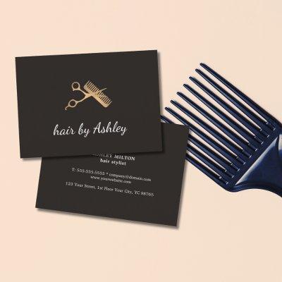 Elegant Faux Gold Scissors Comb Hair Stylist
