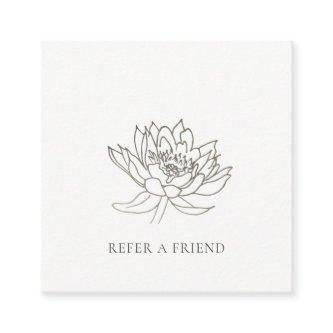 ELEGANT FAUX SILVER LOTUS FLORAL REFER A FRIEND SQUARE