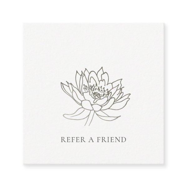 ELEGANT FAUX SILVER LOTUS FLORAL REFER A FRIEND SQUARE