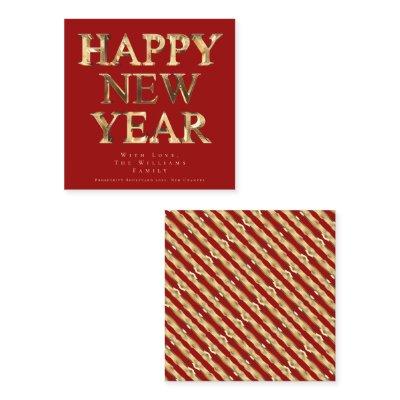 Elegant Festive Red and Gold Look Happy New Year Square