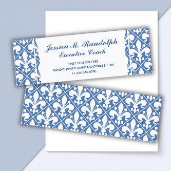 Elegant Fleur de Lys Executive Blue and White Mini