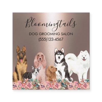 Elegant Floral Dog Grooming Pet Service Square