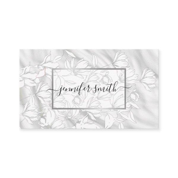 Elegant Floral Flowers Pattern Simple Silver Gray