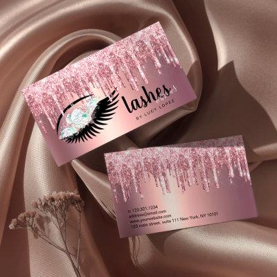 Elegant floral glitter drips lashes & brows