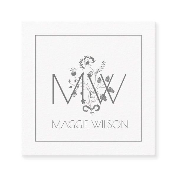 Elegant Floral Monogram Calling Card
