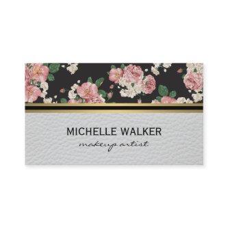 Elegant Floral Pattern Gold Metallic Trim Marble