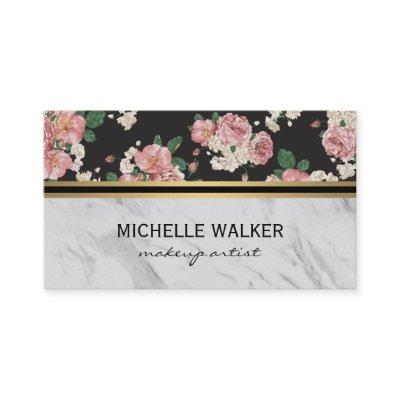 Elegant Floral Pattern Gold Metallic Trim Marble