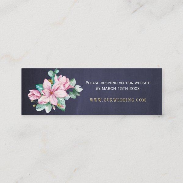 Elegant floral pink navy wedding website RSVP Mini