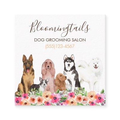 Elegant Floral Watercolor Dogs Grooming Service Square