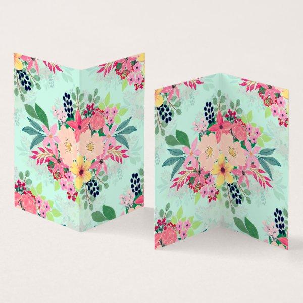 Elegant Floral Watercolor Paint Mint Girly Design
