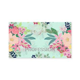 Elegant Floral Watercolor Paint Mint Girly Design