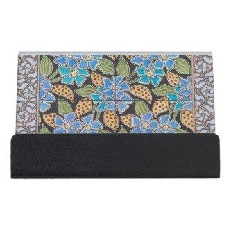Elegant Flower Blue Periwinkle Floral Classic Desk  Holder