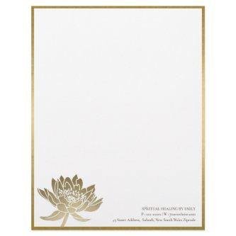 ELEGANT FORMAL FAUX GOLD LOTUS FLORAL BUSINESS LETTERHEAD