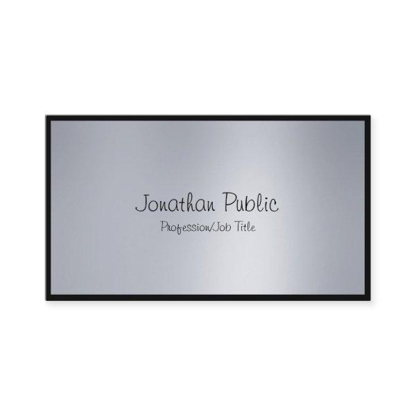 Elegant Freehand Script Modern Silver Chic Plain